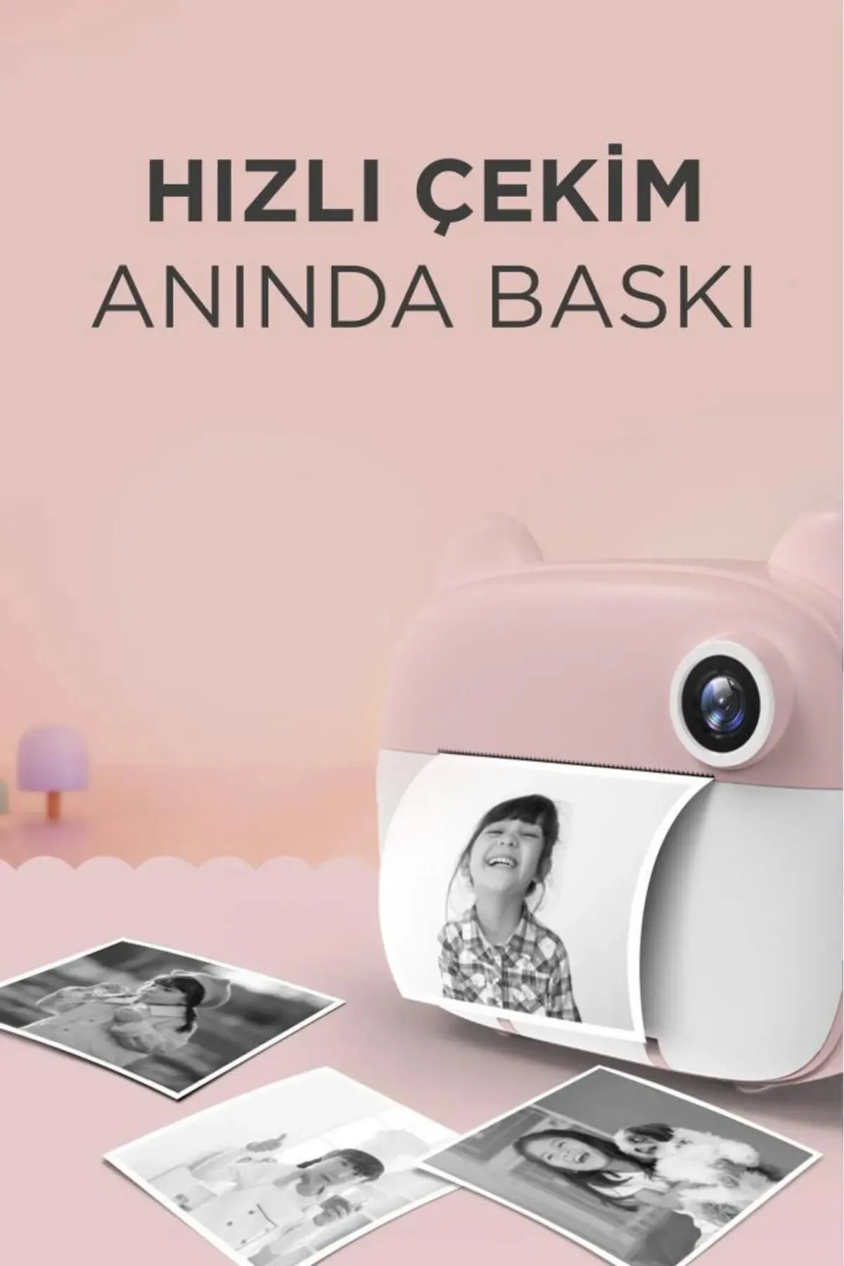 Torima Cmr14 Pembe Dijital Video Fotoğraf Çocuk Kamerası Anlık Termal Resim Kağıt Baskılı Yazıcı